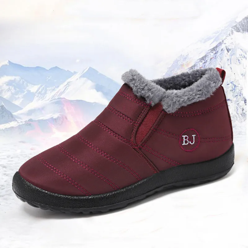 

men's Warm boots plush Casual Snow Platform Boots outdoor Cotton Fabric Fur men ankle Boots Winter male Shoes Botas Mujer