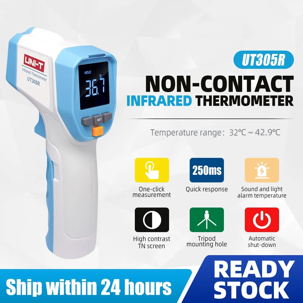 

Цифровой инфракрасный термометр UT305R, бесконтактный термометр, пистолет, высокотемпературный, быстрый отклик, цифровой экран