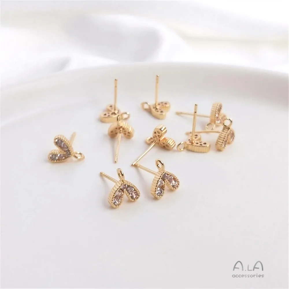 14-каратное позолоченное цирконом инкрустированное персиком серьги-гвоздики в