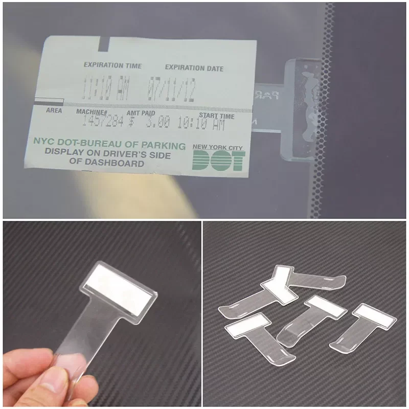 

1Pcs Car Parking Ticket Permit Holder Auto Fastener Card Bill Clip Mount Sticker Windscreen Glass Stickers Fastener Accessories