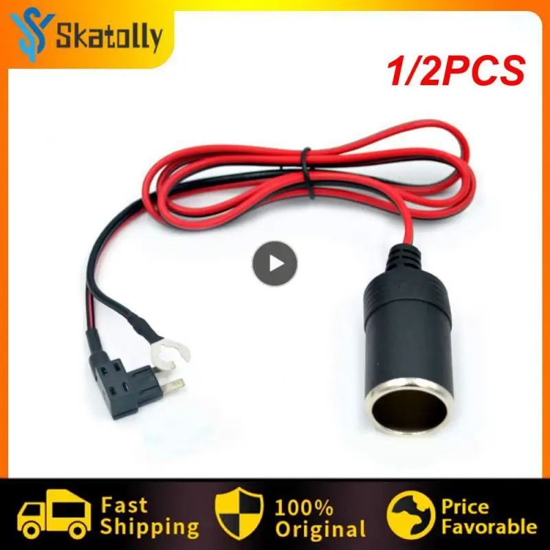 

1/2PCS Universal DC 12V Cigarette Lighter Seat Power Connection Outdoors Fuse for Storage Battery Adapter Plug Socket
