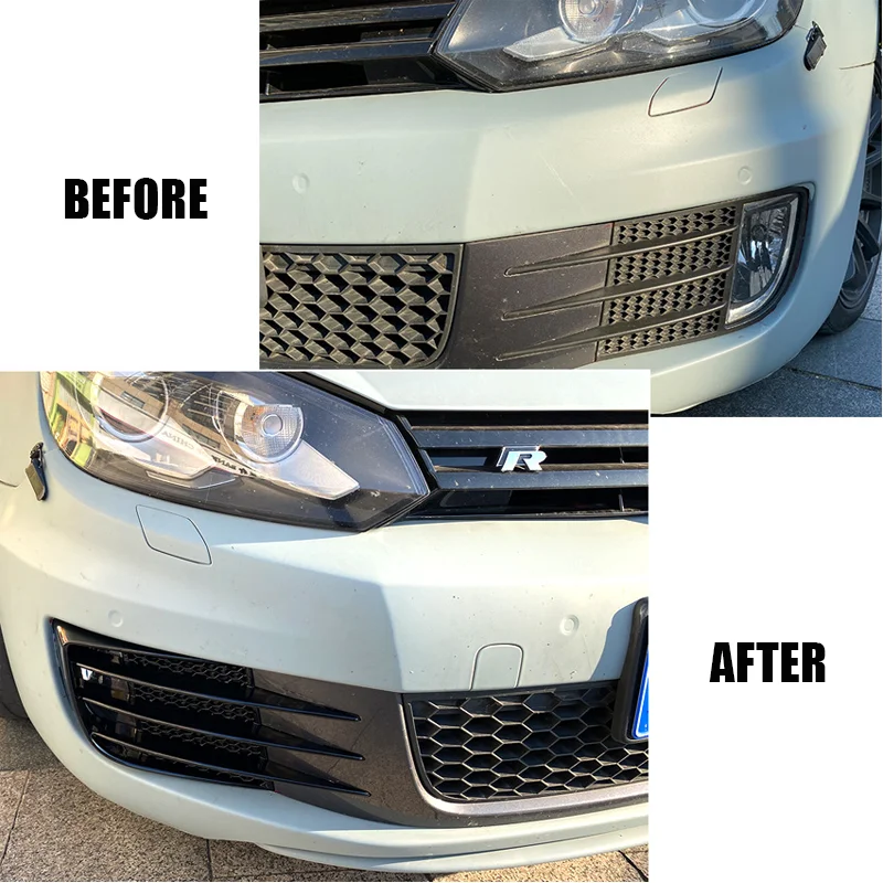Фото 2 шт. для Volkswagen VW Golf 6 MK6 GTI GTD 2009-2012: накладки на решетку переднего бампера и рамки противотуманных фар №3