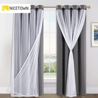nicetown double layered drapes blackout curtains mix match modern window sheer for living roombedroom with free tie backs