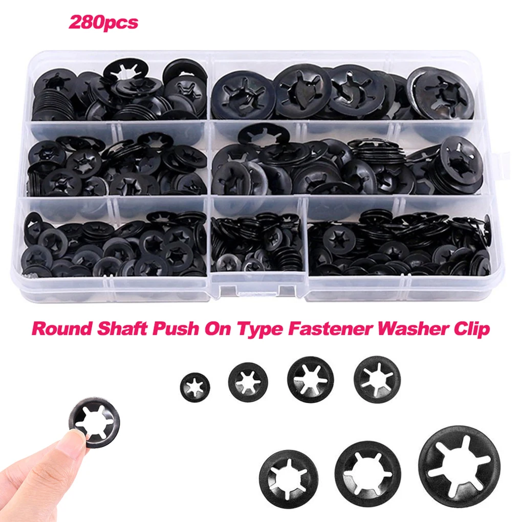 

260 Pieces Set Round Shaft Push-on Type Fastener Replacement Washer