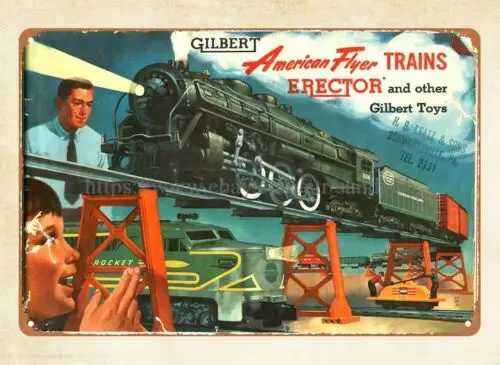 Домашний декор American Flyer Trains 1954 A.C. Каталог игрушек Gilbert металлическая жестяная