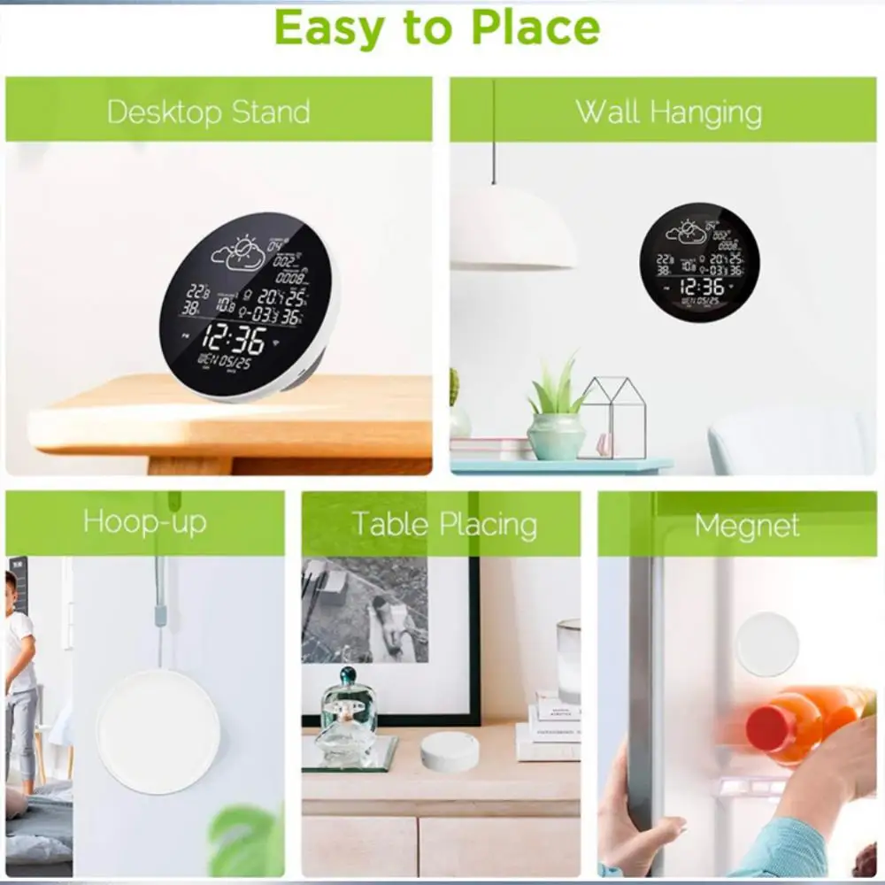 Умные настольные часы Tuya Цифровая метеостанция с Wi-Fi термометром гигрометром