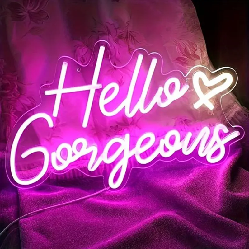Фото Великолепная светодиодная неоновая вывеска «Hello», романтическая USB-питание для свадьбы, домашнего предложение, декор для комнаты на помолвку, день рождения №1