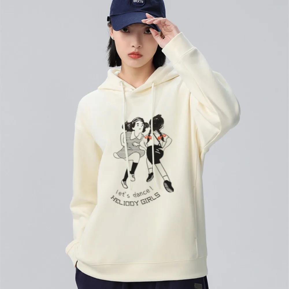 

Illustrated Girls Series American Retro Hooded Pocket Sweater Jackets