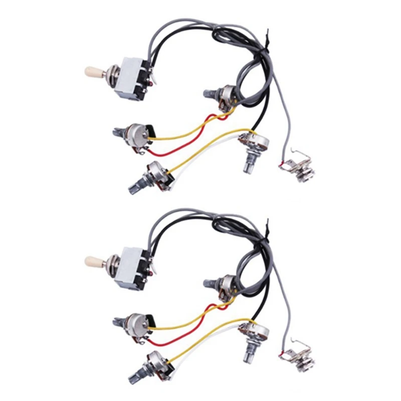 

2X Guitar Wiring Harness Prewired 2 Volumes 2 Tones 4-500K Pots For LP Guitar