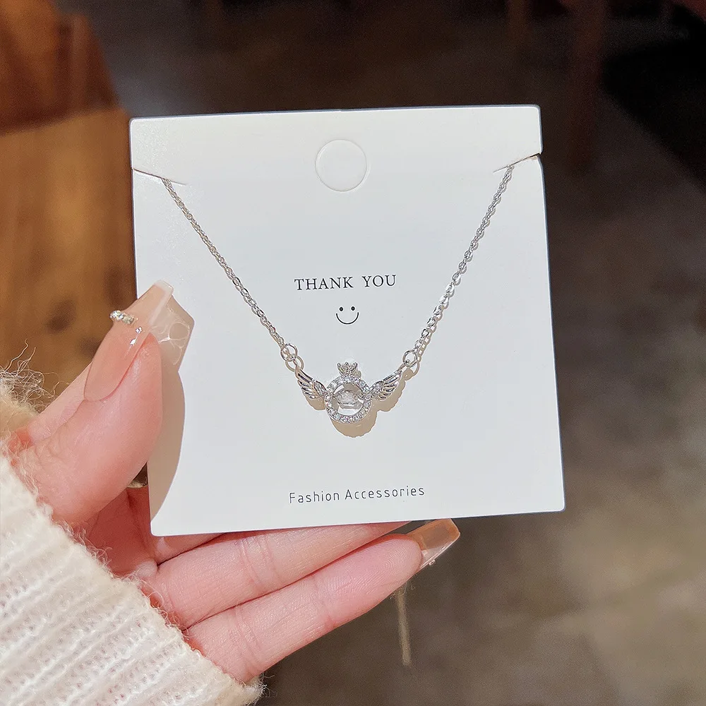 

Angel Wings Necklaces For Women Luxury Crystals Asterism Pendant Necklace 2022 Korean Clavicle Chain Fashion Jewelry Wholesale