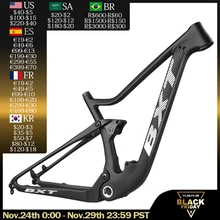 Carbon Full Suspension Bike Frame 29er Travel 100mm XC Mountain Bicycle Full Suspension 29 Carbon Frame Thru Axle Quick release