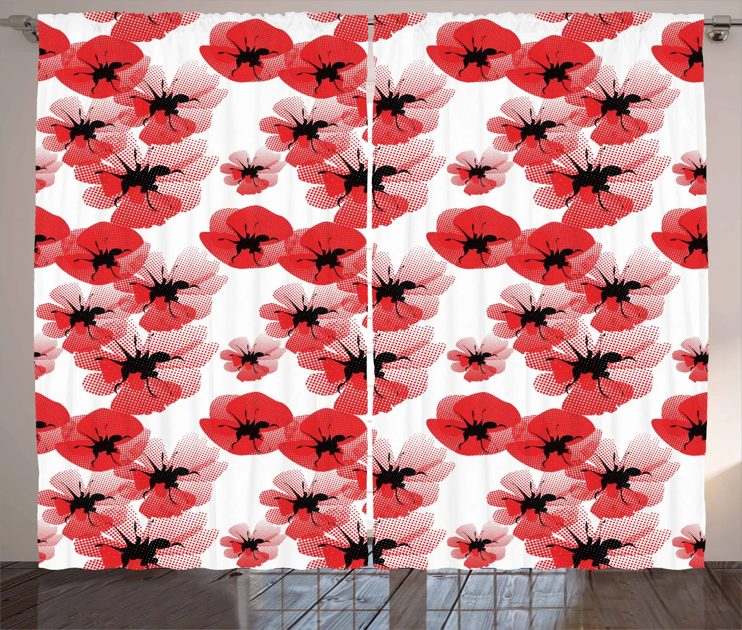 Цветочные занавески Мак Полутоновый эффект плодовитость атласные тканевые для