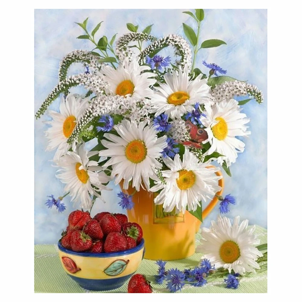 

5d diamond painting daisy strawberry potted mosaic handmade full square/round diamond embroidery home decoration