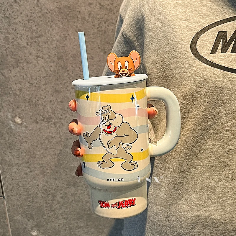 Tom and Jerry Cute Cartoon Cat Mouse 850ML Ceramic Coffee Cup Kawaii Mug Lovely Periphery Water Home Decor Room Decoration