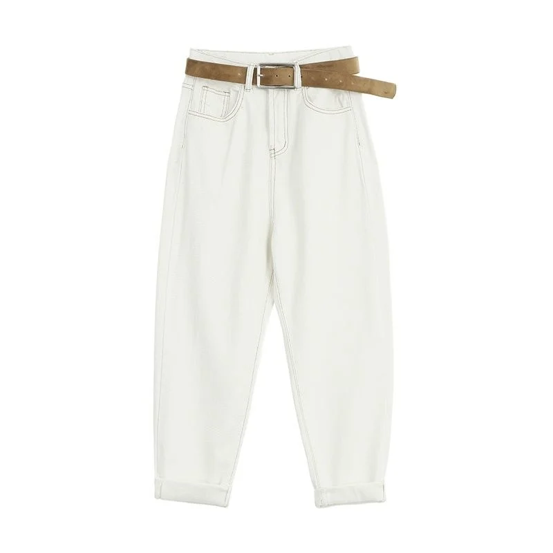 High Waist White Jeans Mom Plus Size 