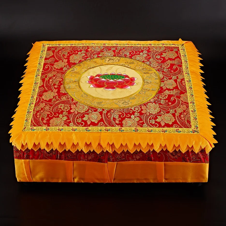 

Buddha Furniture Embroidered Futuan Kneeling Cushion Sitting Meditation Seat Pearl Cotton Lotus Flower