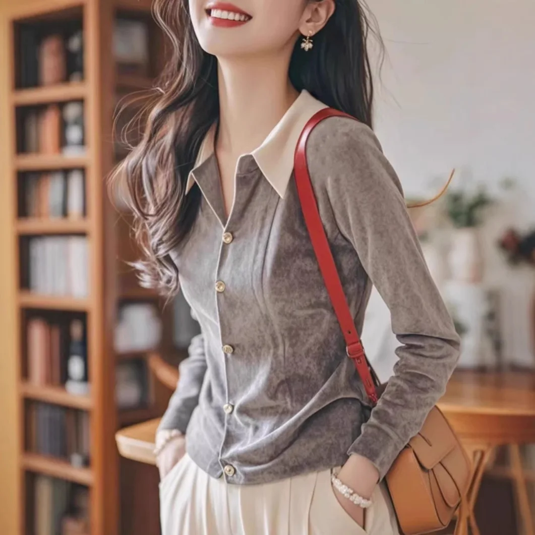 Осень-зима 2024 модная и уникальная шикарная верхняя рубашка в иностранном стиле