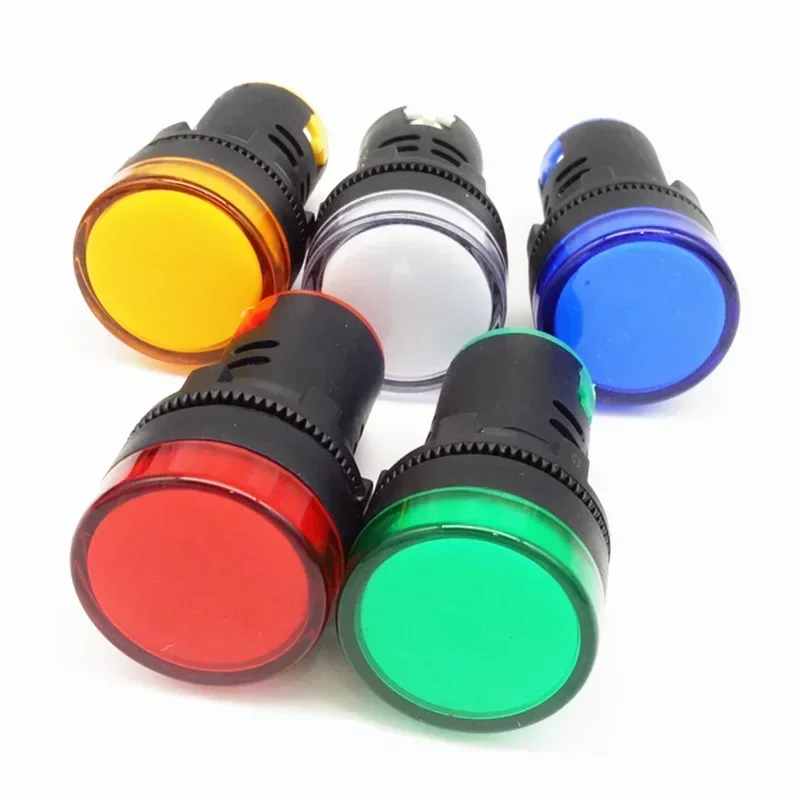 10 шт. 22 мм светодиодный индикатор 12 В 24 36 48 110 220 крепление на панели светодиодная