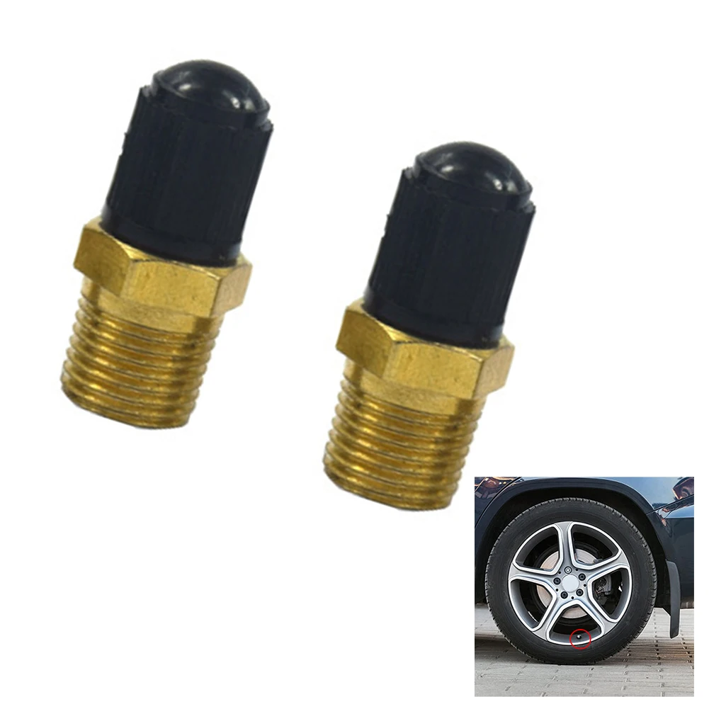 

2Pcs Car Tire Valve Stems Cap Style Tire Valve Cap Brass Tire Wheel Stem Air Valve Cap Rubber Tank Filling Valve