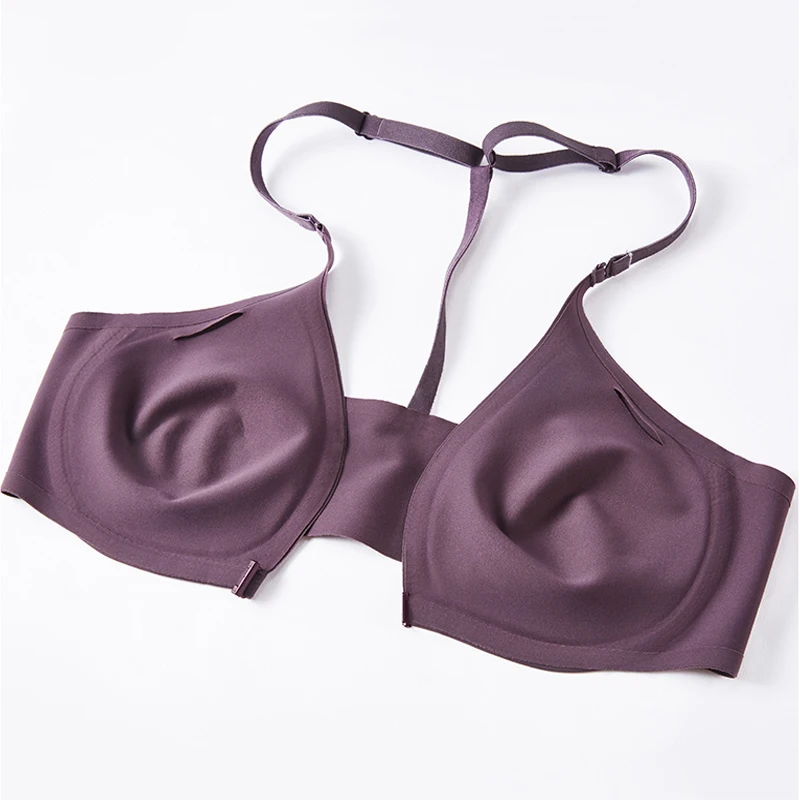 Sujiin Sexy Front Closure Bras Wireeless Seamless Bralette for Women Underwear Y-line Straps Plunge Padded Push Up Bra Female Bh