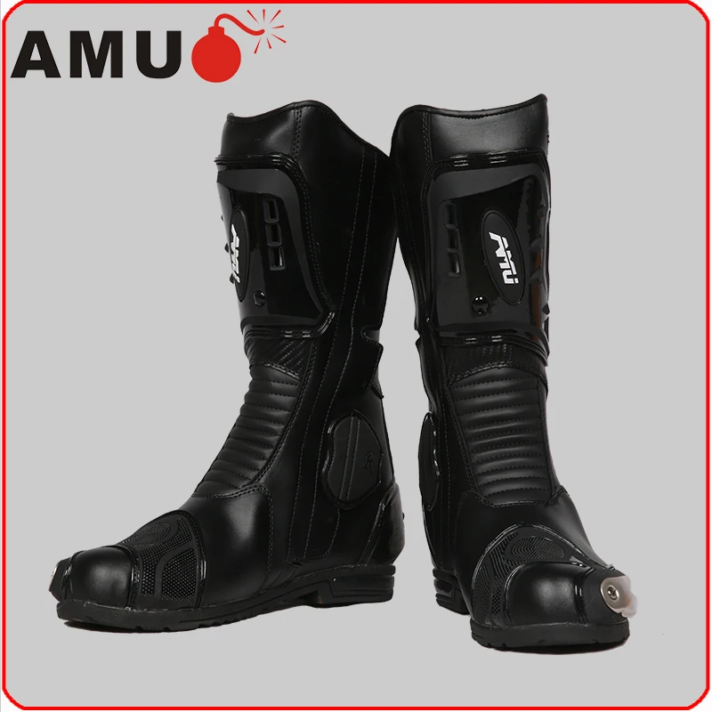 

AMU Motorcycle Boots Men Microfiber Leather Motocross Boots Waterproof Botas Moto Boots Motorbike Riding Boots Motorcycle Shoes