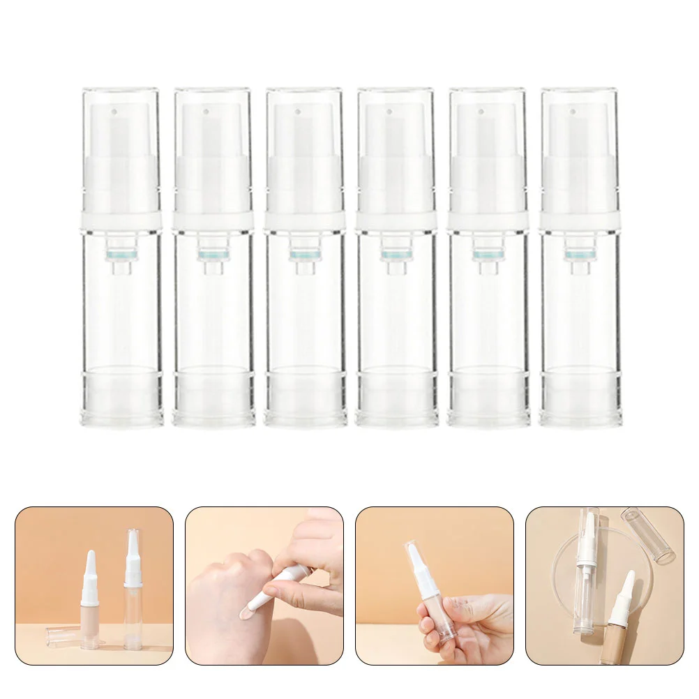 

6 Pcs Liquid Foundation Bottle Leak Proof Travel Containers Airless Pump Jar Creams Jars Cosmetics Lotion As Empty Storage For