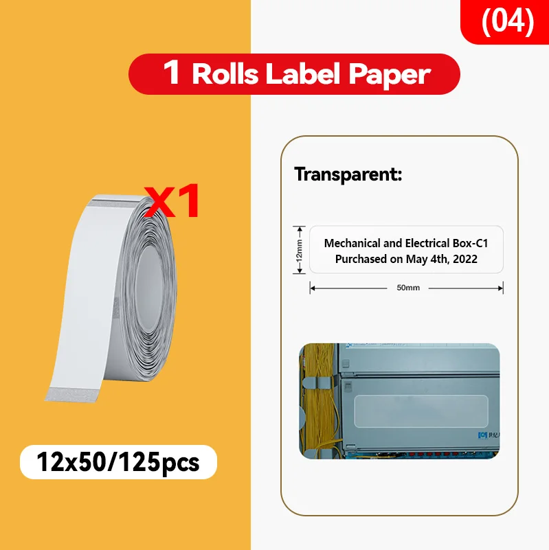 

NIIMBOT 【 B18 прозрачная Термотрансферная этикетка, клейкая печатная бумага, устойчивая к высоким и низким температурам водонепроницаемая