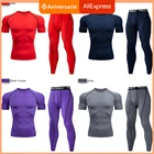 Мужской компрессионный спортивный костюм, Быстросохнущий комплект одежды для бега, спортивные уличные джоггеры, тренировочный спортивный костюм для тренажерного зала, фитнеса, комплект спортивной одежды