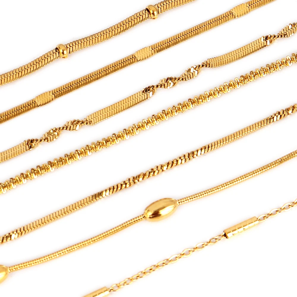 Цепочка Из Нержавеющей Стали 316L для мужчин и женщин ожерелье золотого цвета с