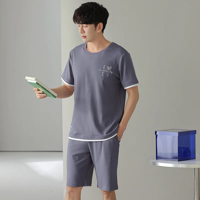 New Pajamas for Couples Matching Summer Pure Cotton Short-sleeved Shorts Home Service Suits Can Be Worn Outside Soft and Casual