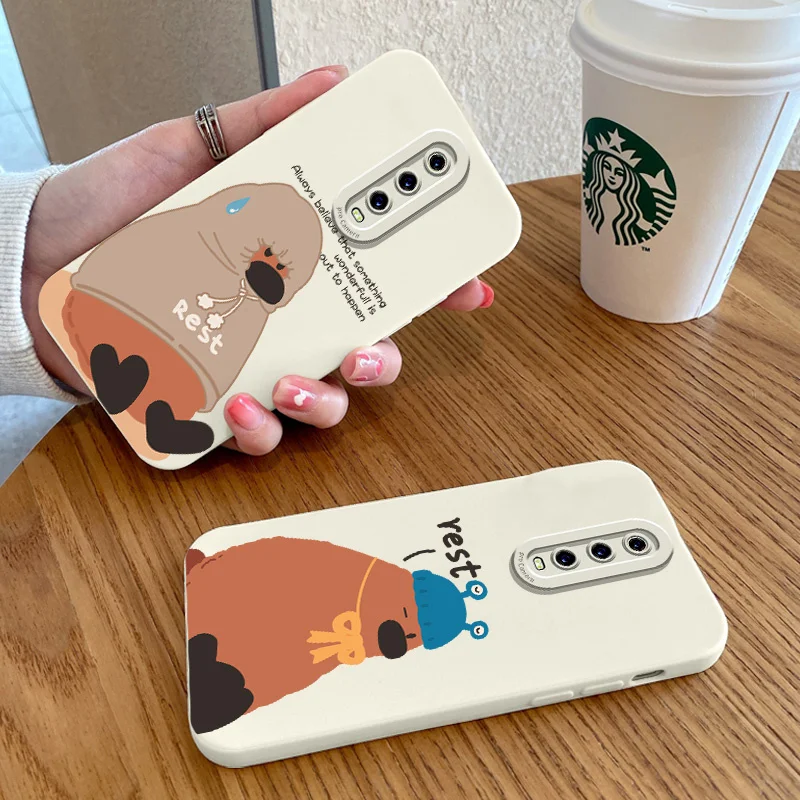 

Cartoon Bear Phone Case For Xiaomi Redmi 8 PRO 9T K30 PRO 9 9A K20 PRO 10X 5G Liquid Silicone Cover