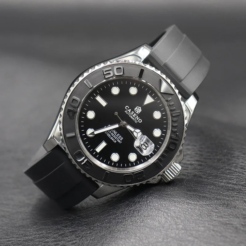 Часы CASENO мужские водонепроницаемые модные роскошные светящиеся золотистые