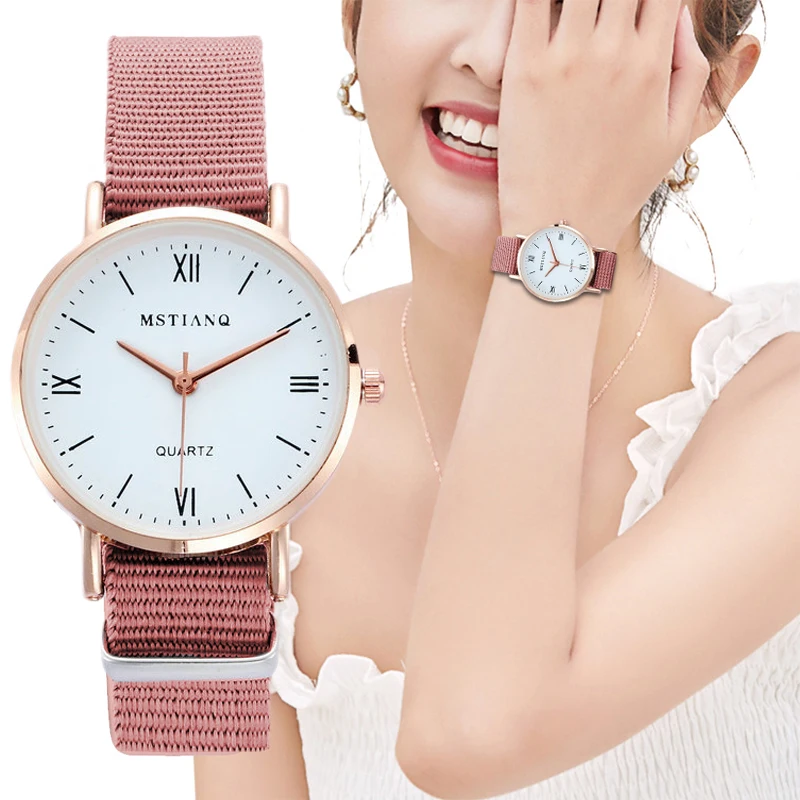 

2023 New Watch Women Fashion Casual Nylon Strap Watches Simple Ladies' Small Dial Quartz Clock Dress Wristwatches