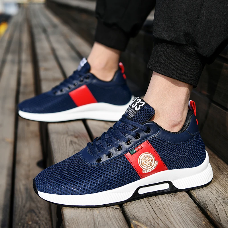 

Men's Sneakers Mesh Lightweight Breathable Rubber Soft Sole Running Shoes Loafers Inner Heightening Comfortable Walking Shoes