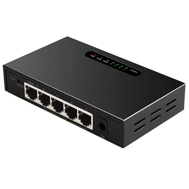

5-портовый гигабитный коммутатор POE, Неуправляемый коммутатор, Сеть Ethernet коммутатора с функцией VLAN для камеры, штепсельная вилка европейского стандарта