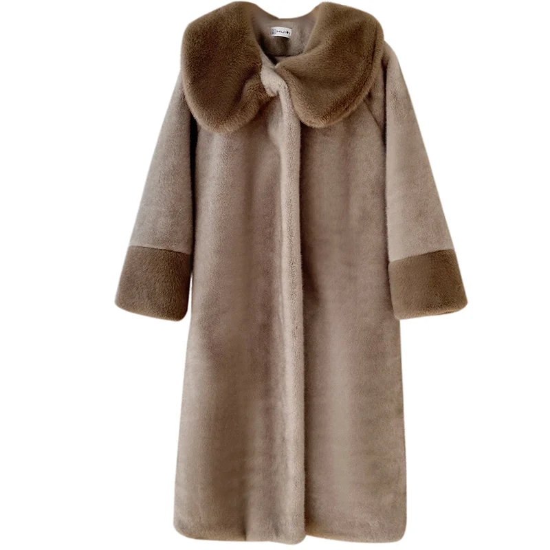 

Женское пальто из искусственной норки средней длины, женское меховое пальто, Женский темпераментный социалитовый мех