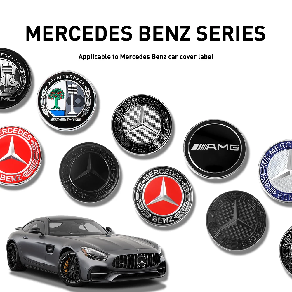 Фото Декоративная наклейка на передний капот для автомобилей Mercedes-Benz AMG A, B, C, D-класса (W447, W204, W205, CLA, CLK, W221, W222) – аксессуары для стайлинга авто №3