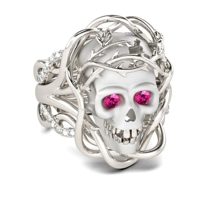 

New European and American women's fashion three piece exaggerated Skull Punk ring