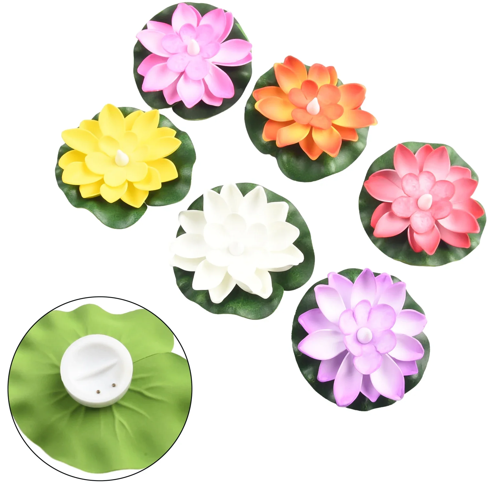 6 шт. искусственный свет светодиодный поддельный водный лилия листья лотоса
