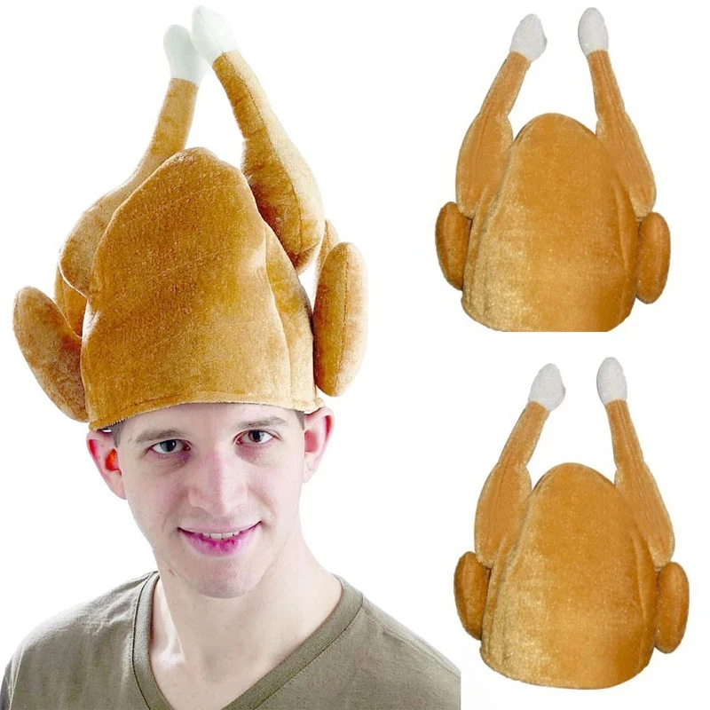 

Turkey Thanksgiving Hat Novelty Cooked Chicken Bird Secret Santa Fancy Dress Funny Adults Hat Festival Costume Caps New Arrivals