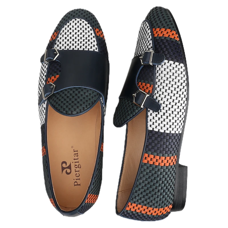 Piergitar трехцветные бельгийские лоферы из телячьей кожи и необработанного хлопка с