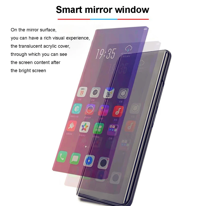 smart transparent mirror flip phone case for huawei mate 40 30 20 pro lite p40 p30 p20 nova 8 7 6se shockproof holder back cover free global shipping