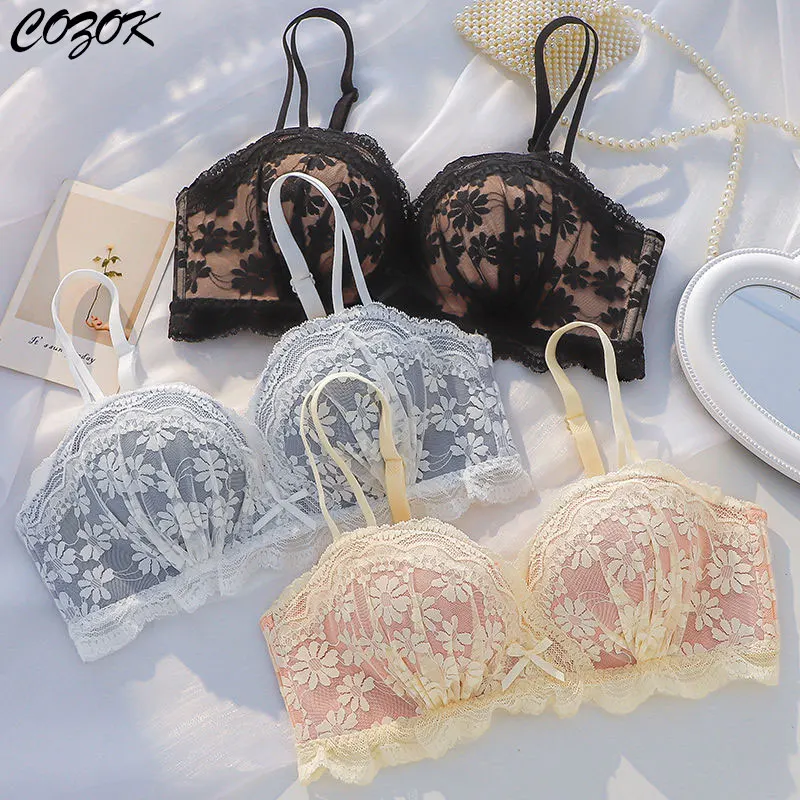 

Sexy Natural Latex Seamless Underwear Invisible Strapless Push Up Bras Set Woman No Steel Ring Anti Sag Lingerie Female Lace Bra