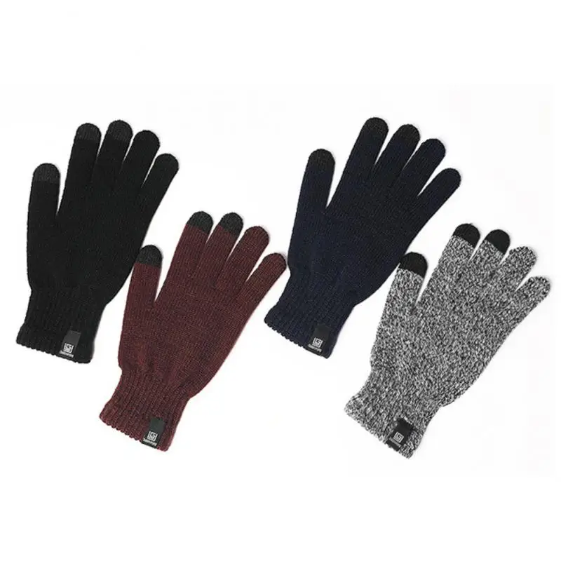 

Knitted Cycling Gloves Winter Men And Women Touch Screen Solid Color Warm Woolen Gloves Plus Velvet Riding Gloves