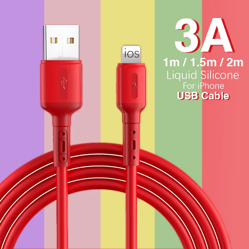 

USB-кабель для быстрой зарядки iPhone 13 12 11 Pro Max X XR XS 8 7 6 3A