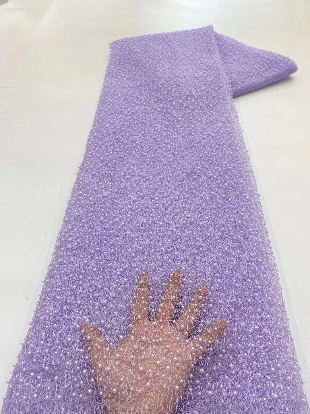 

Uinque фиолетовая африканская кружевная Тюлевая ткань ручной работы 2022 французская Высококачественная жемчужная ткань для женщин Свадебные Вечерние платья