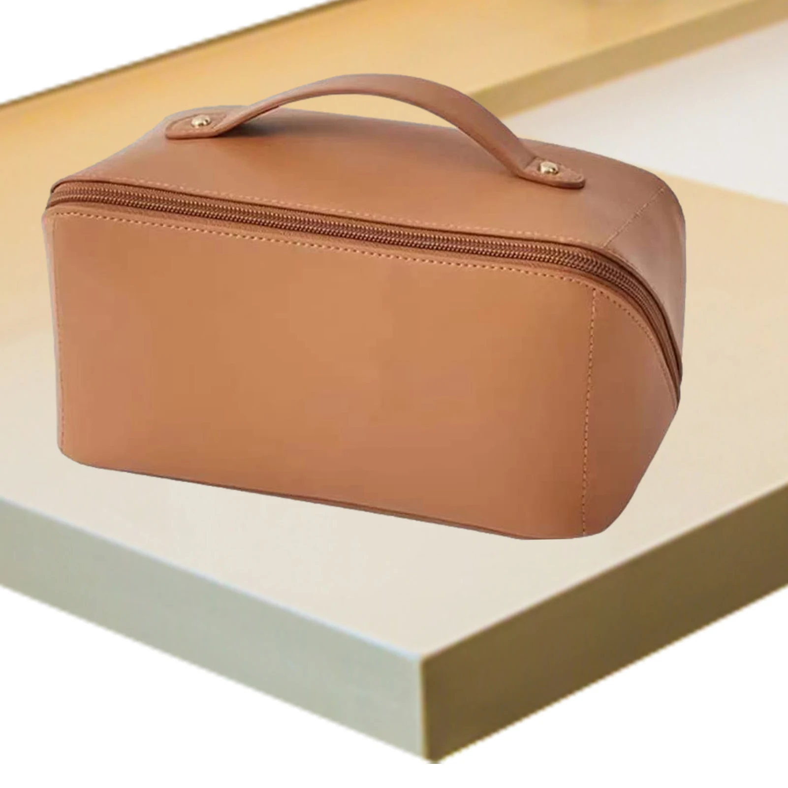 

Travel Cosmetic Bag PU Leather Cosmetic Organizer Versatile Zipper Large Capacity Toiletry Bag For Skincare Cosmetics Toiletries