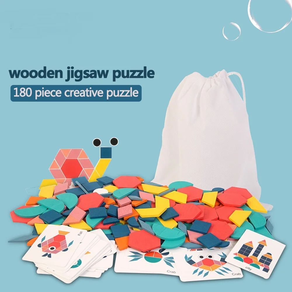 

Creation Kids Wood Jigsaw Puzzle Board Game Baby Montessori Educational Learning Wooden Toys XMAS Gifts Geometric Shape Puzzles