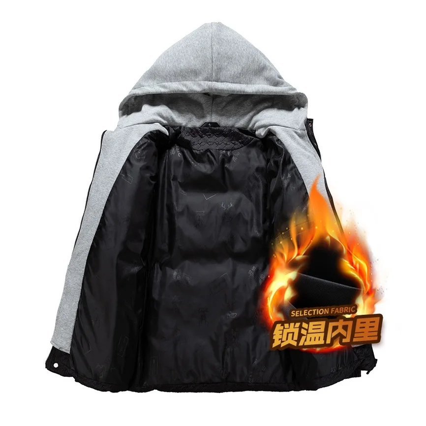 2022 Winter Nylon Shrink Thousand Bird Plaid Cotton Shirt Mens Fashion Double Layer False Two Piece Hooded Coats Men Clothing