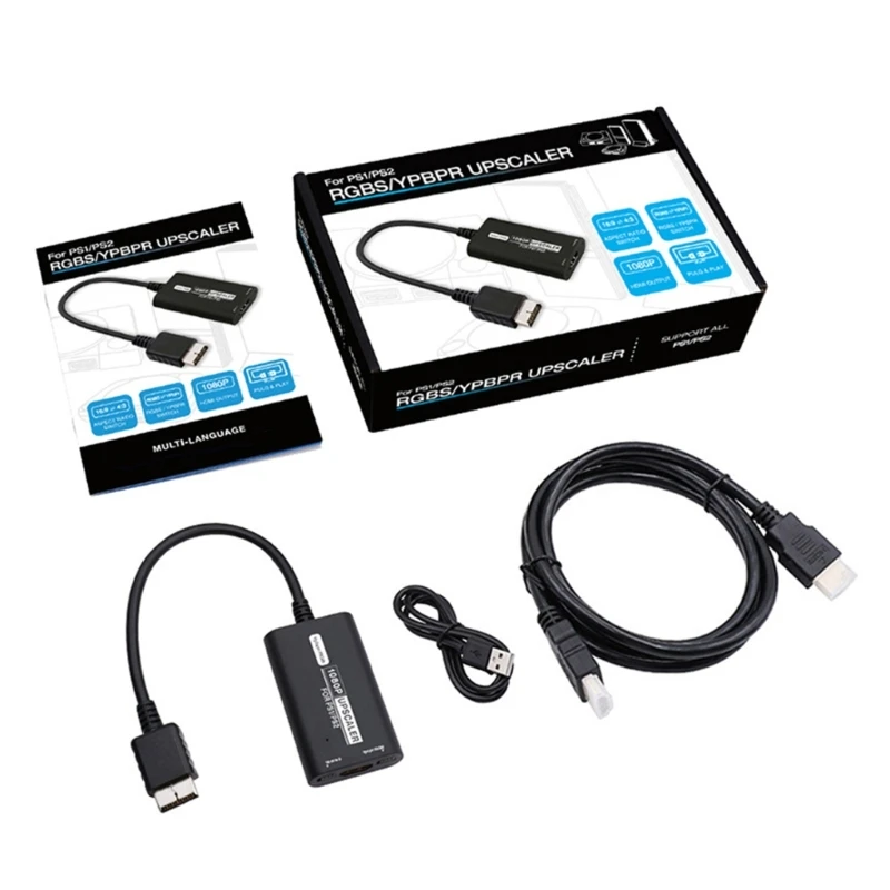 

HDTV Adapter 1080P Converter Adapter for PS1 RGB-YPbPr Upscaler 16:9/4:3 Aspect Ratio Switching